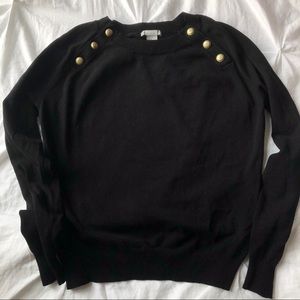 H&M Classic Black Sweater with Gold Button Detail